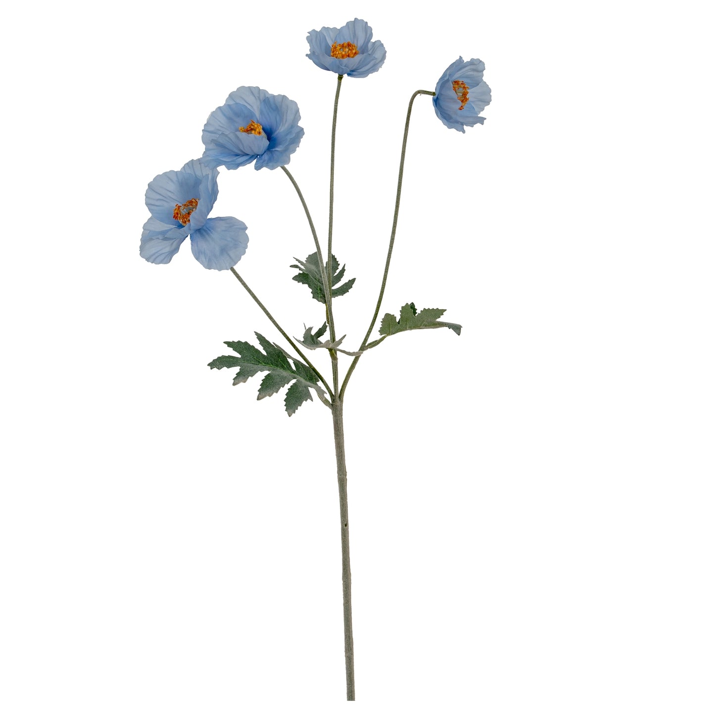 Set of 3 Artificial Flowers Blue Papaver Oppy SprayS