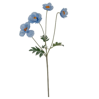 Set of 3 Artificial Flowers Blue Papaver Oppy SprayS