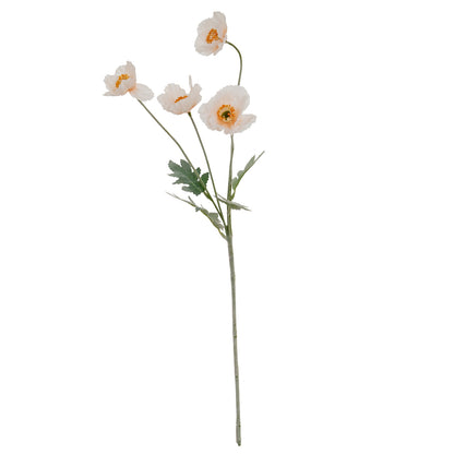 Set of 3 Artificial Flowers Cream Papaver Poppy Sprays