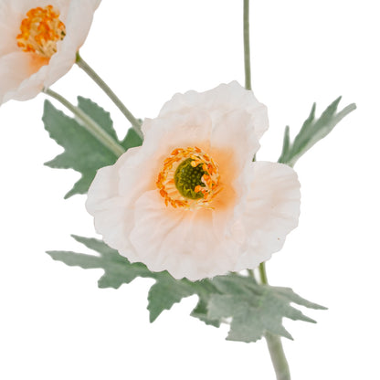 Set of 3 Artificial Flowers Cream Papaver Poppy Sprays