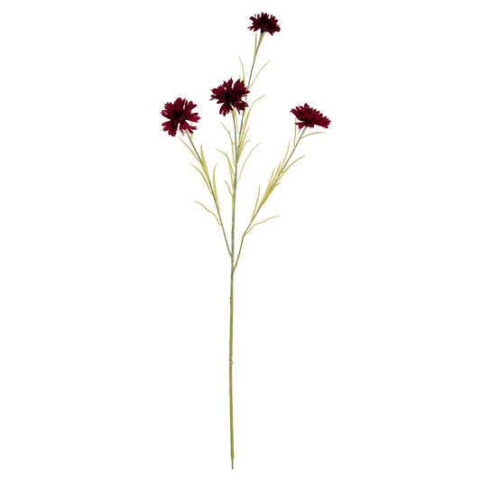 Set of 3 Artificial Flowers Burgundy Cornflower Stems