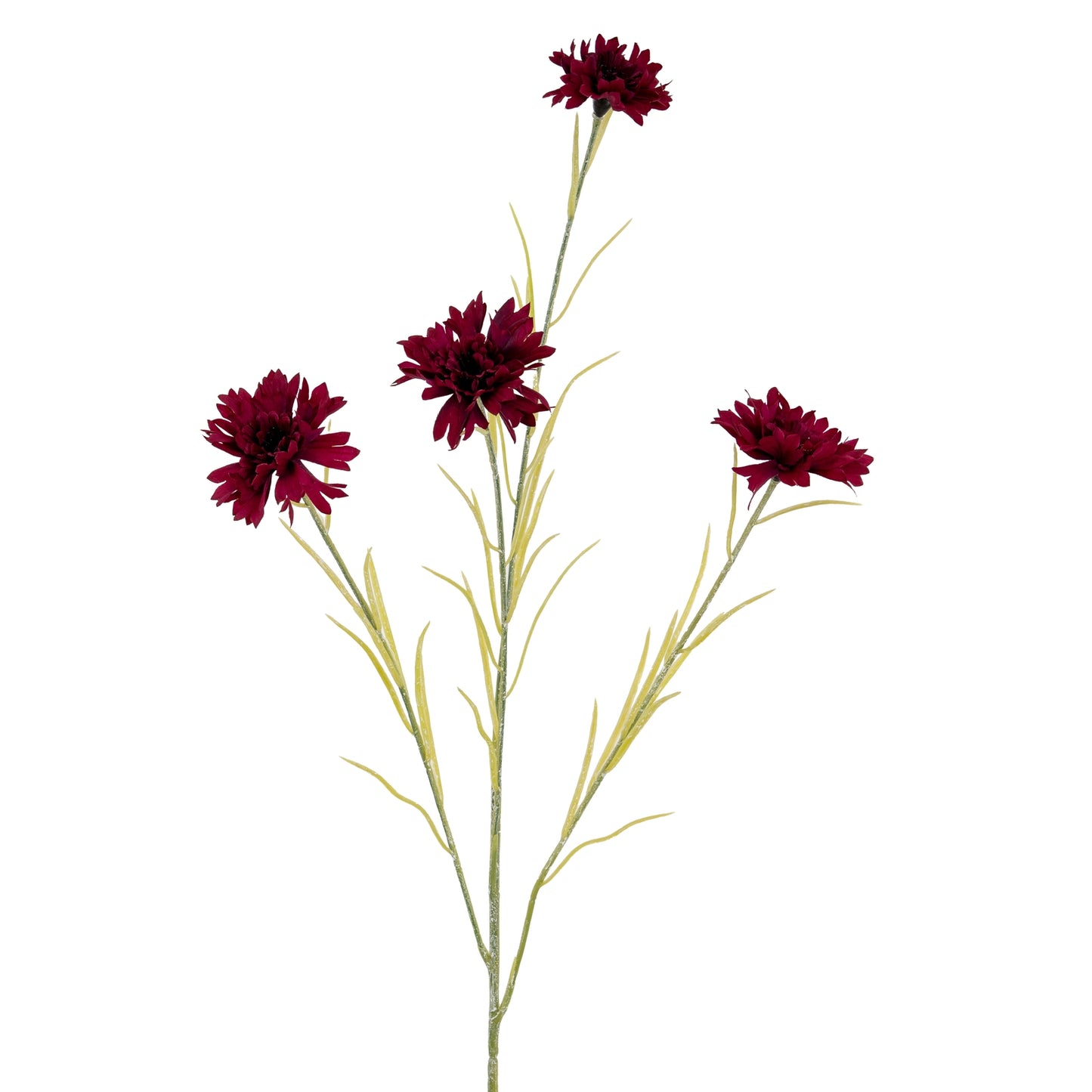 Set of 3 Artificial Flowers Burgundy Cornflower Stems