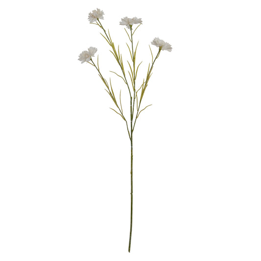 Set fo 3 Artificial Flowers White Cornflower Stems