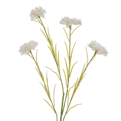 Set fo 3 Artificial Flowers White Cornflower Stems