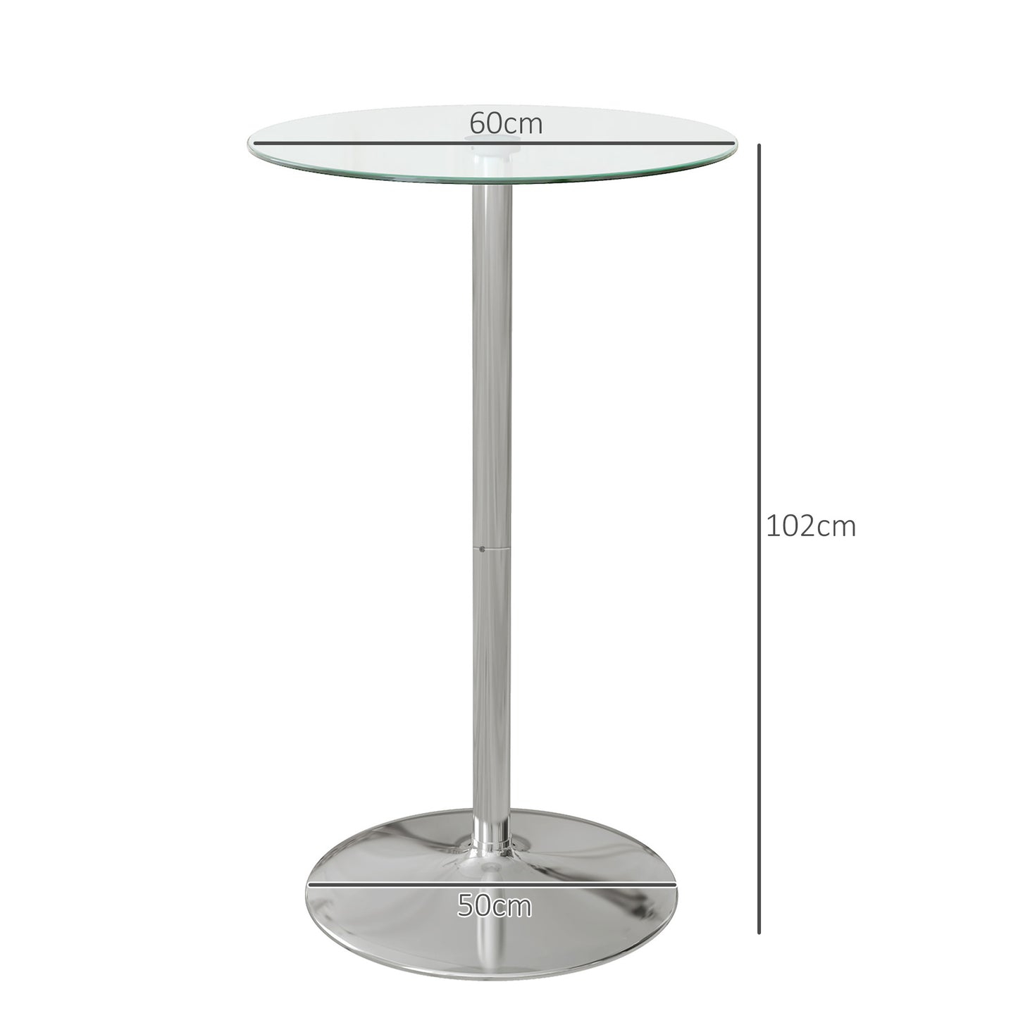 Lorapa Metal And Glass Clear High Top Bistro Table For 2 With Steel Base