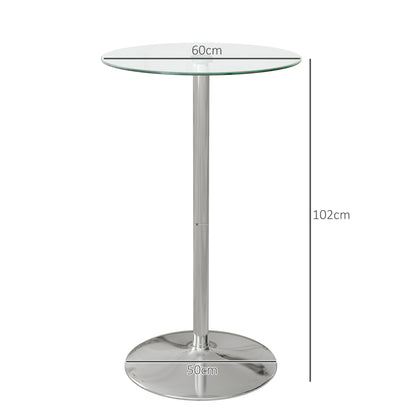 Lorapa Metal And Glass Clear High Top Bistro Table For 2 With Steel Base