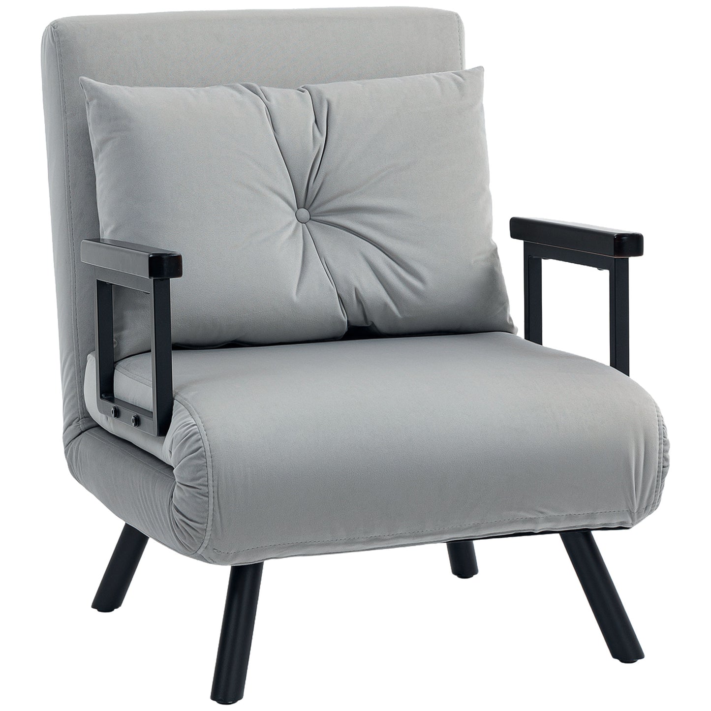 Taso Light Grey 4 In One Convertible Single Chair Bed With Cushion