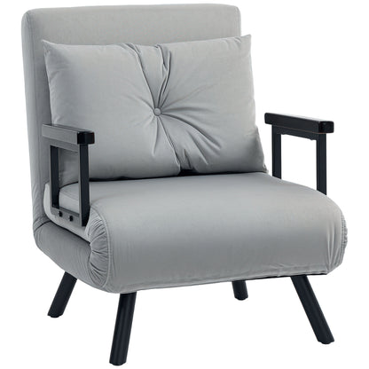 Taso Light Grey 4 In One Convertible Single Chair Bed With Cushion