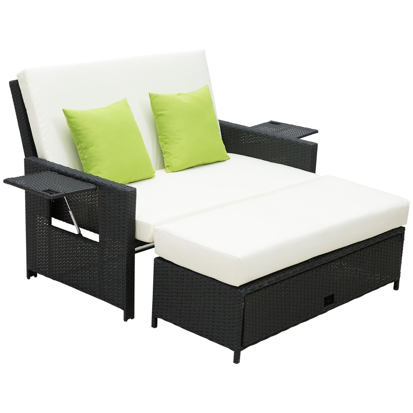 Tana Rattan Black 2 Seater Sofa Chair Bed