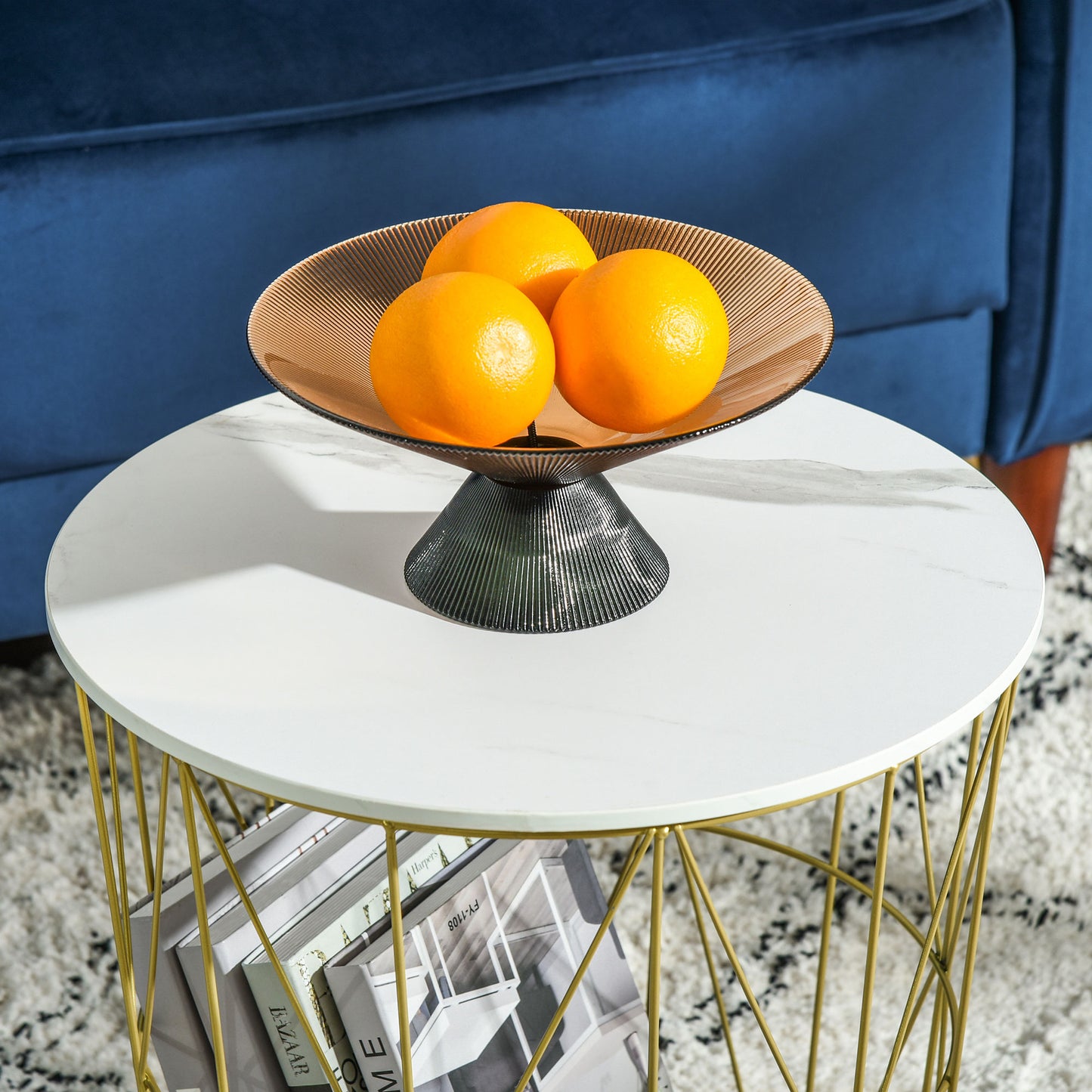 Tokael Metal And Wood White Set Of 2 Round Nesting Side Tables With Storage And Removable Tops