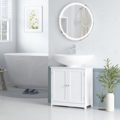 Fabka White Under Sink Vanity Cupboard With Double Doors And Adjustable Shelving For Fauxdestal Or OFauxn Basin