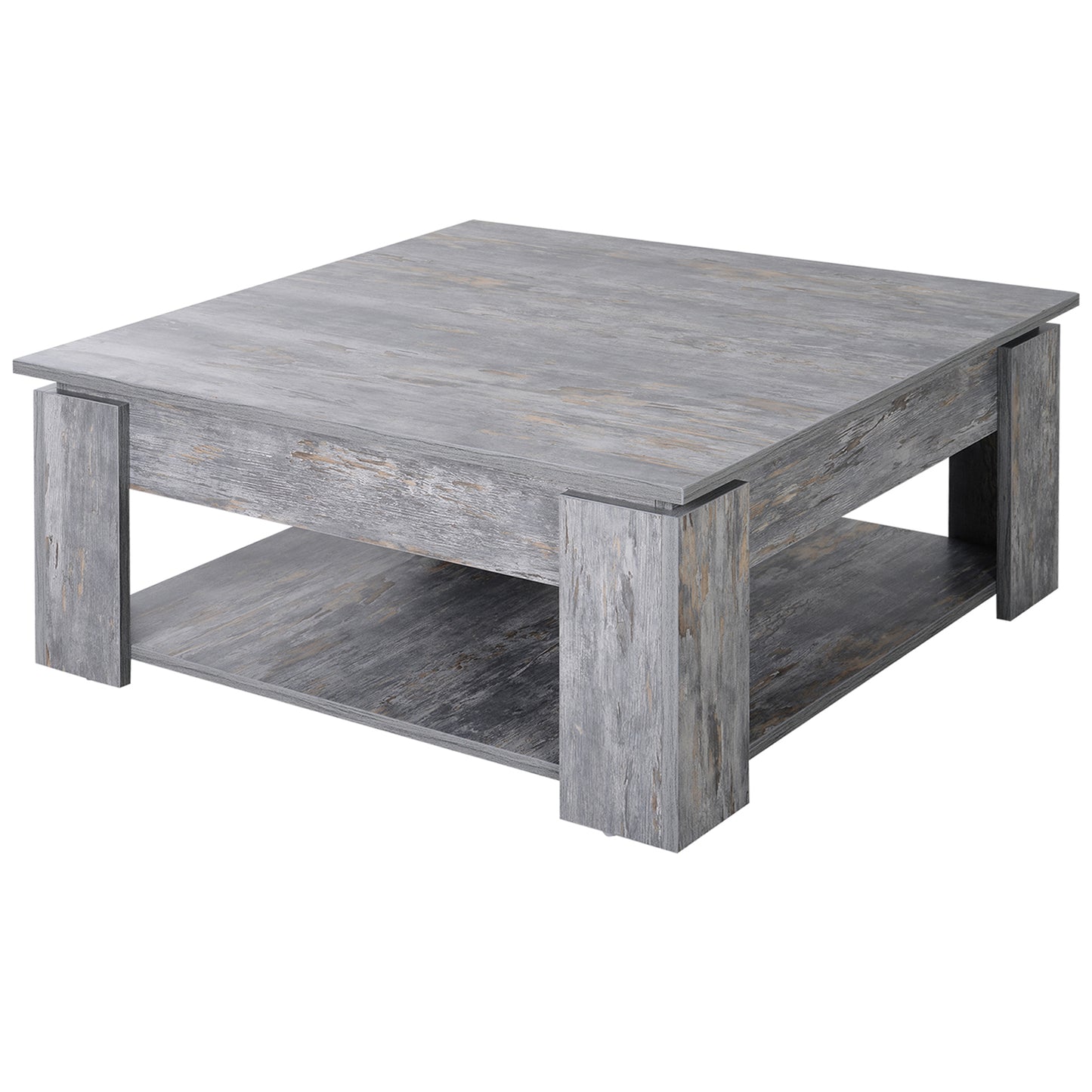 Rebane Wood Effect Grey 2 Tier Coffee Table With Lower Storage Shelf