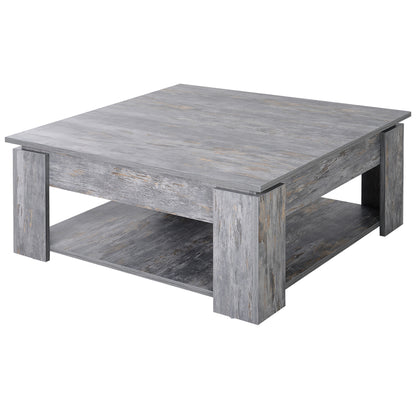 Rebane Wood Effect Grey 2 Tier Coffee Table With Lower Storage Shelf
