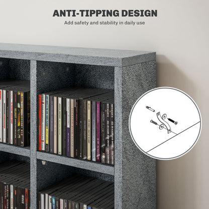 Kavilu Wood Cement Grey CD Storage Cabinet With Adjustable Shelves 89 x 130.5 cm