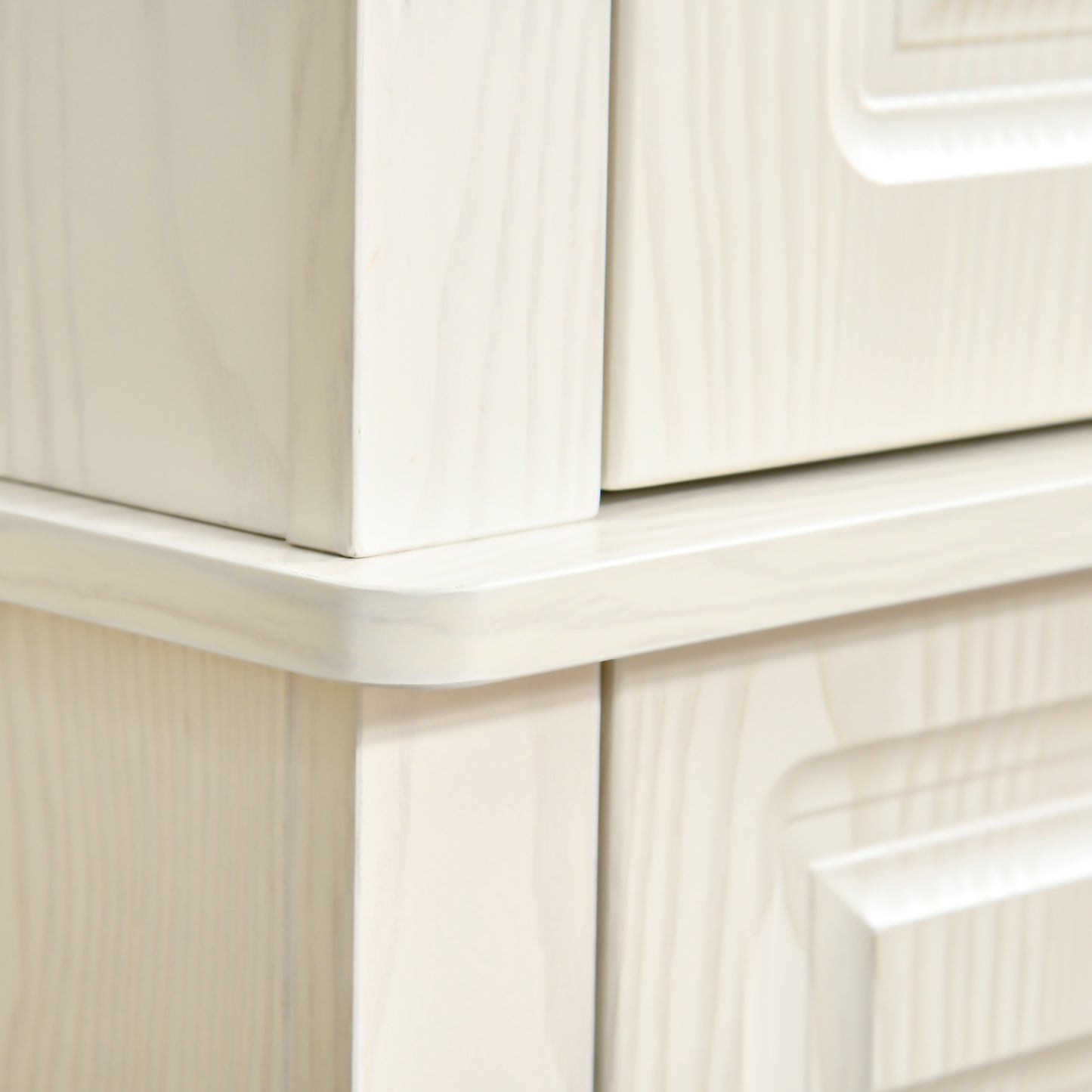 Tokeri Wooden Cream White Tall Kitchen Pantry Cabinet 4 Doors And Storage Shelves