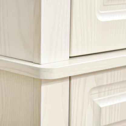 Tokeri Wooden Cream White Tall Kitchen Pantry Cabinet 4 Doors And Storage Shelves