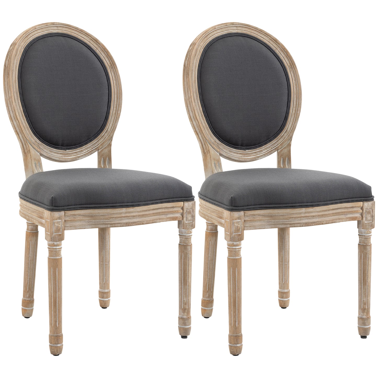 Brazzi Solid Wood Grey French Style Dining Chairs Set Of 2