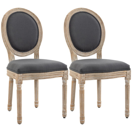 Razi Solid Wood Grey French Style Dining Chairs Set Of 2
