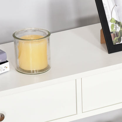 Ralupa 100cm Wooden White X Frame Console Table With Drawers And Open Shelving