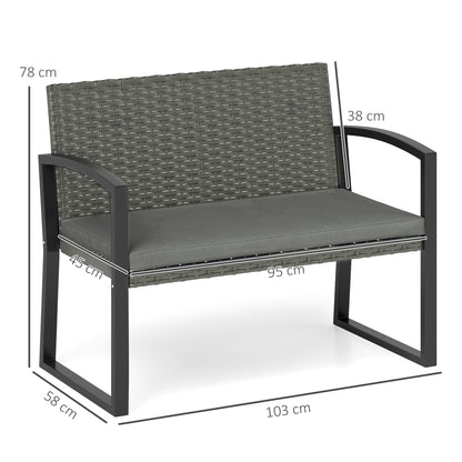 Haloka Rattan Light Grey 2 Seater Outdoor Garden Bench