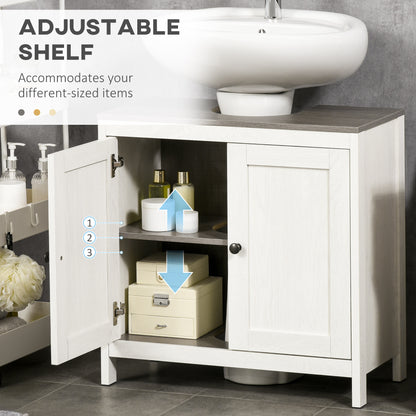 Hanaka Bathroom Furniture Set With 6 Tier Tall Cabinet Floor Storage And Under Sink Unit Antique White