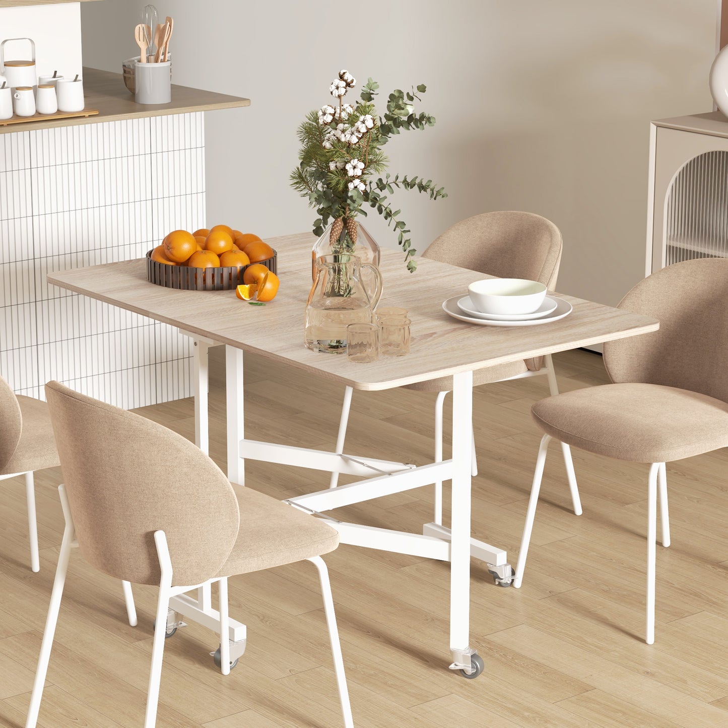 Senaba Wooden Oak Drop Leaf Dining Table Seating 4 To 6