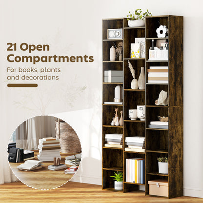 Elmaso Wooden Brown Twenty One Compartment Storage Bookcase