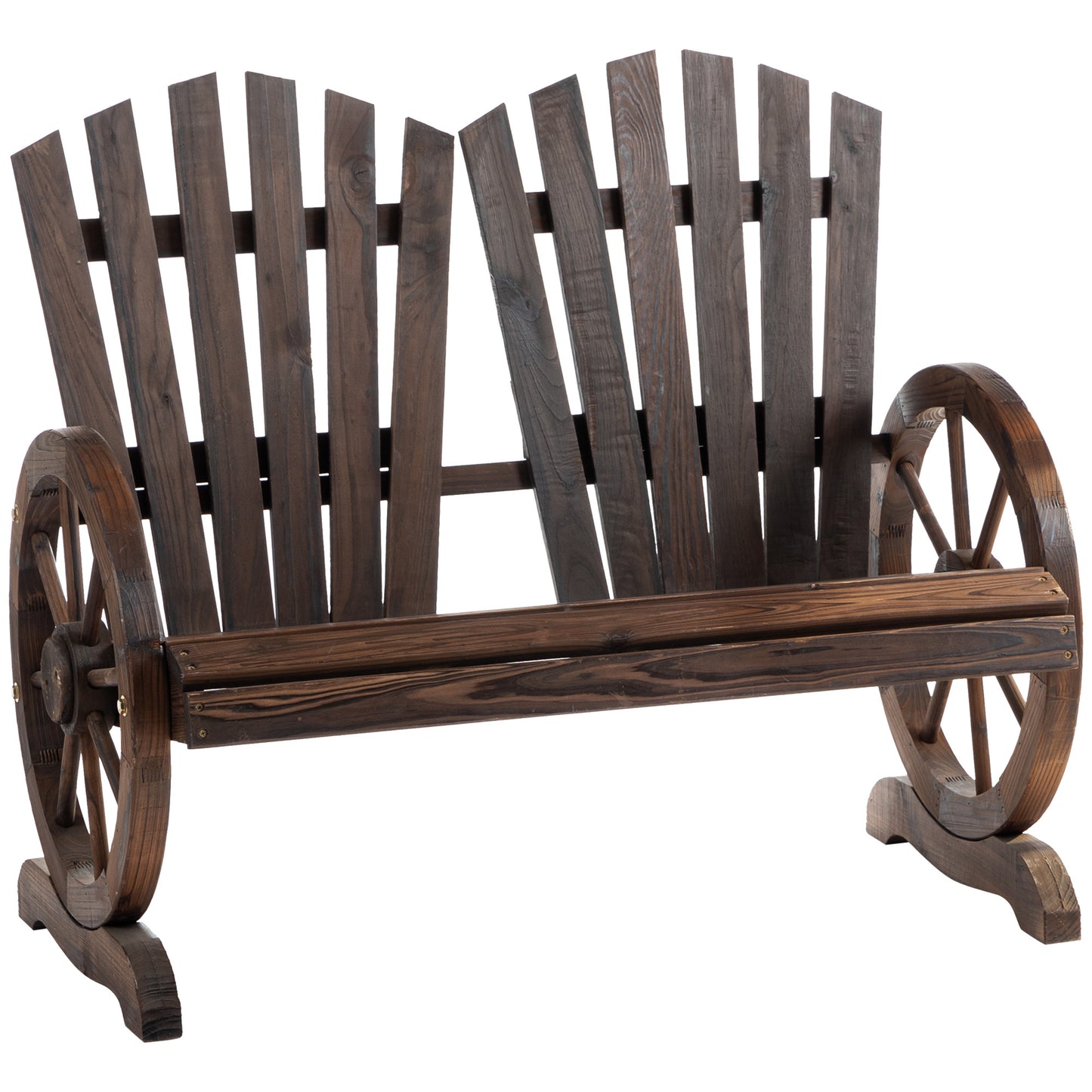 Basetti Fir Wood Slatted Natural Love Seat With Wheel Style Armrests