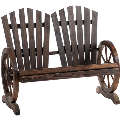 Basetti Fir Wood Slatted Natural Love Seat With Wheel Style Armrests