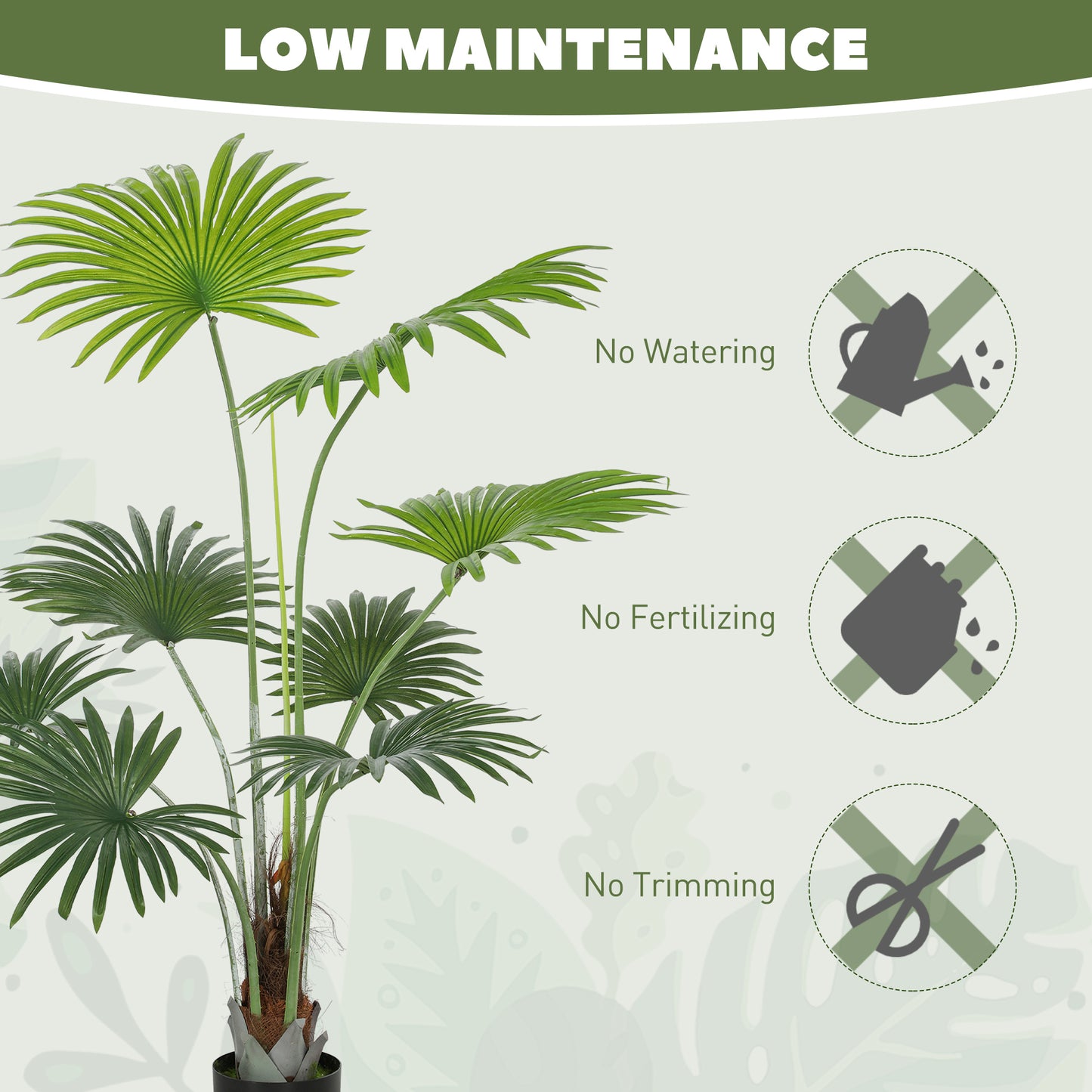 Raravere Tall Artificial Palm Style Tree With Natural Trunk Detail In Pot H8 145cm