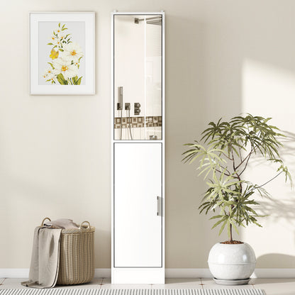 Lesa White Tall Bathroom Storage Cabinet With Mirror And Adjustable Shelves