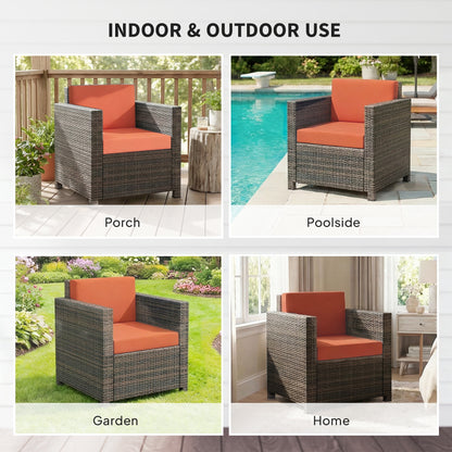 Noette Faux Rattan Brown And Orange Garden Armchair With Cushion