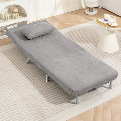Badi Snow Flannel Grey Single Convertible Sleeper Chair Bed