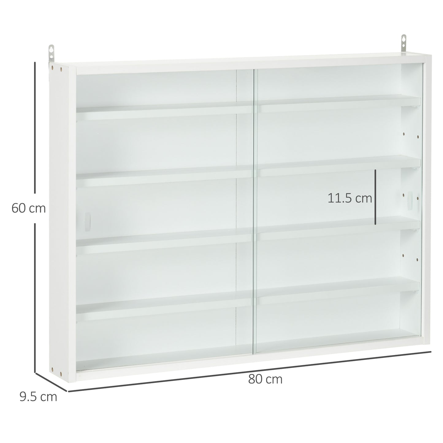 Ronimo Wood And Glass White Wall Mounted Display Cabinet With Adjustable Shelves