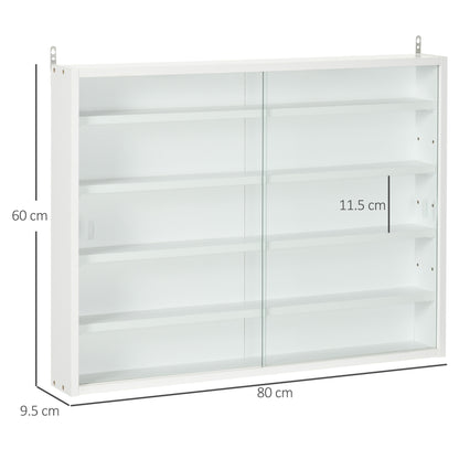 Ronimo Wood And Glass White Wall Mounted Display Cabinet With Adjustable Shelves