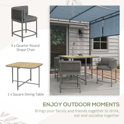Vidi Rattan String Grey 4 Seater Cube Garden Furniture Set With Cushions