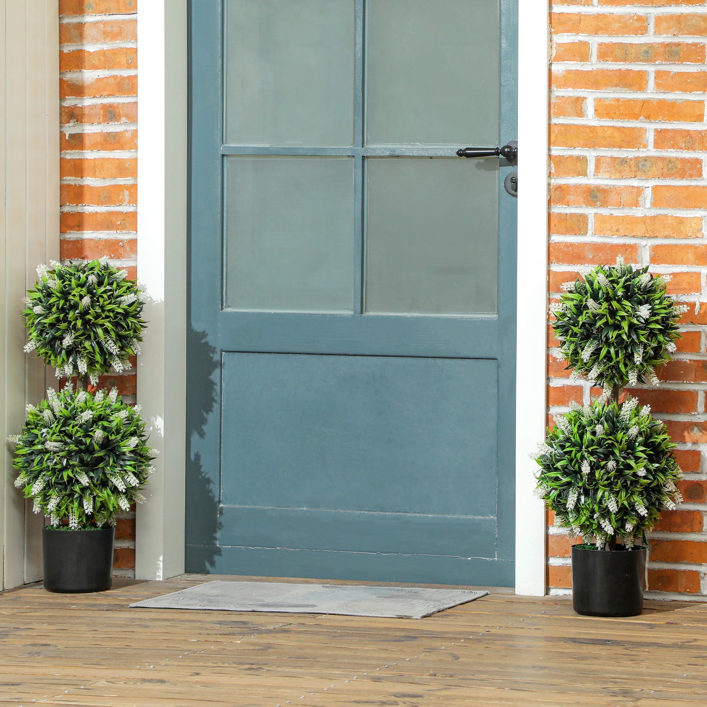 Kelola Set Of 2 Artificial Lavender Flower Ball Trees In Pots H8 70cm White