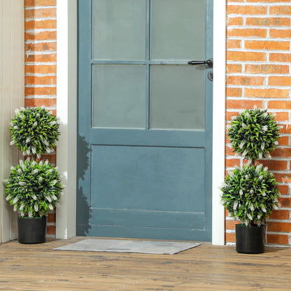 Kelola Set Of 2 Artificial Lavender Flower Ball Trees In Pots H8 70cm White