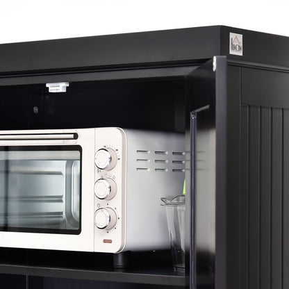 Nafino Wooden Black Freestanding Multi Storage Kitchen Cabinet