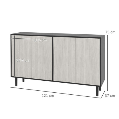 Vepamo Neutral Black and Grey Sideboard 4 Doors 2 Shelves