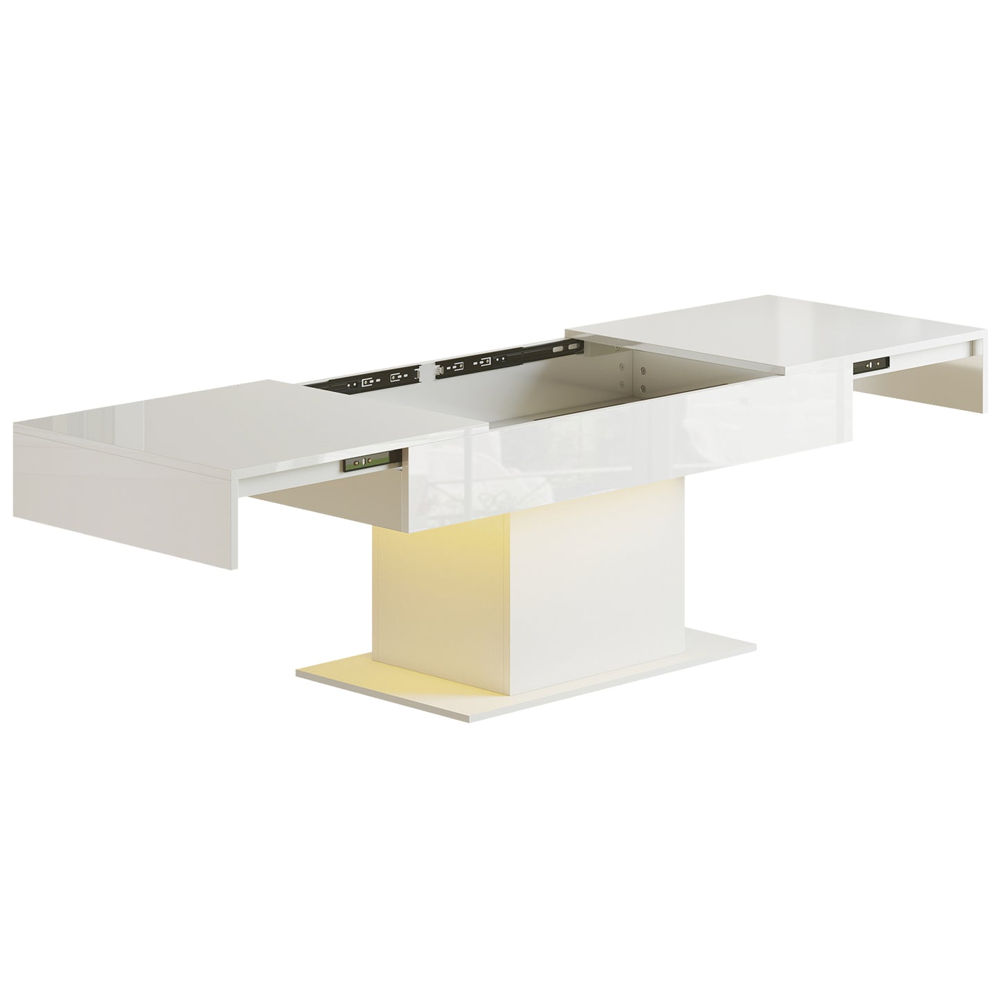 Mara High Gloss White Extendable Coffee Table With LED Lighting And Storage