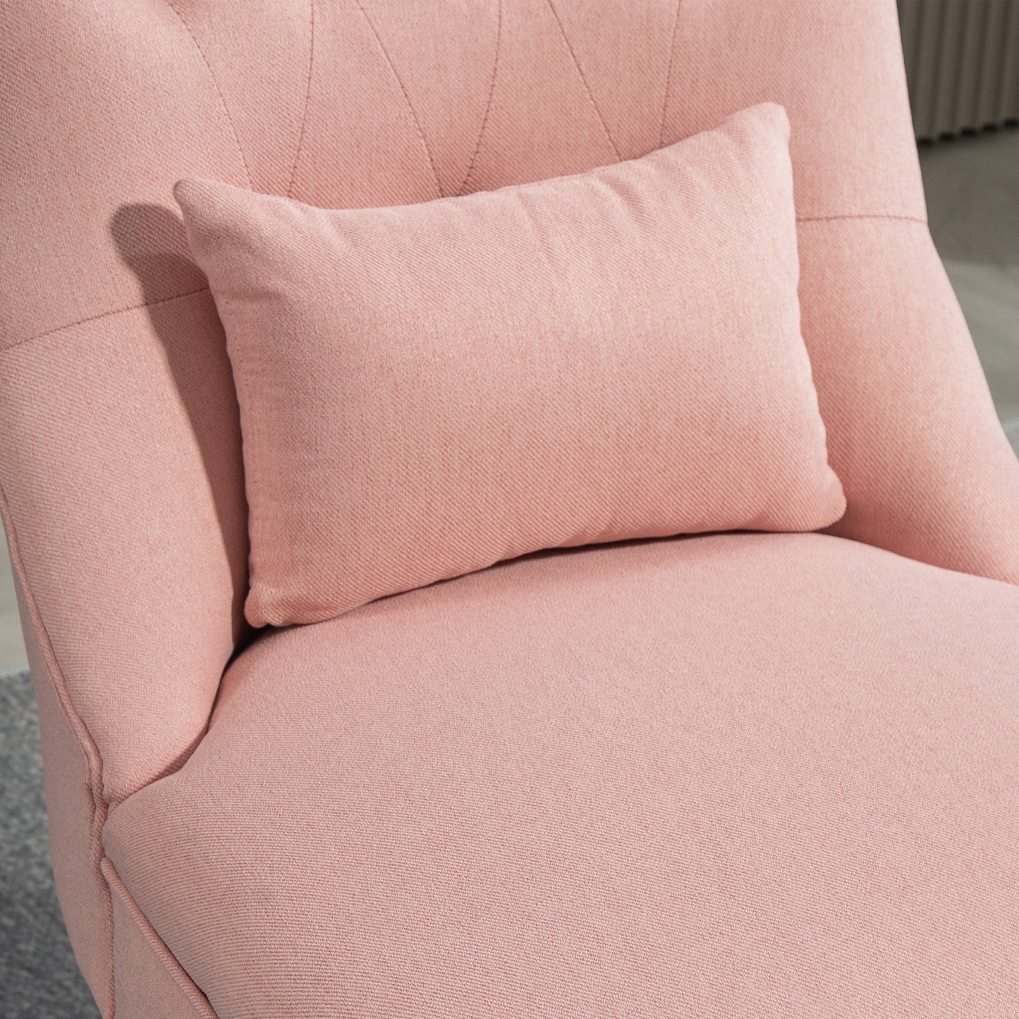 Elne Moli Pink Upholstered Tub Accent Chair With Cushion And Solid Wood Legs