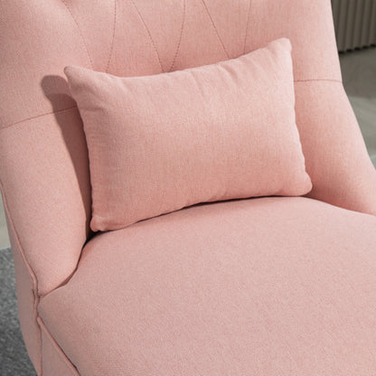 Elne Moli Pink Upholstered Tub Accent Chair With Cushion And Solid Wood Legs