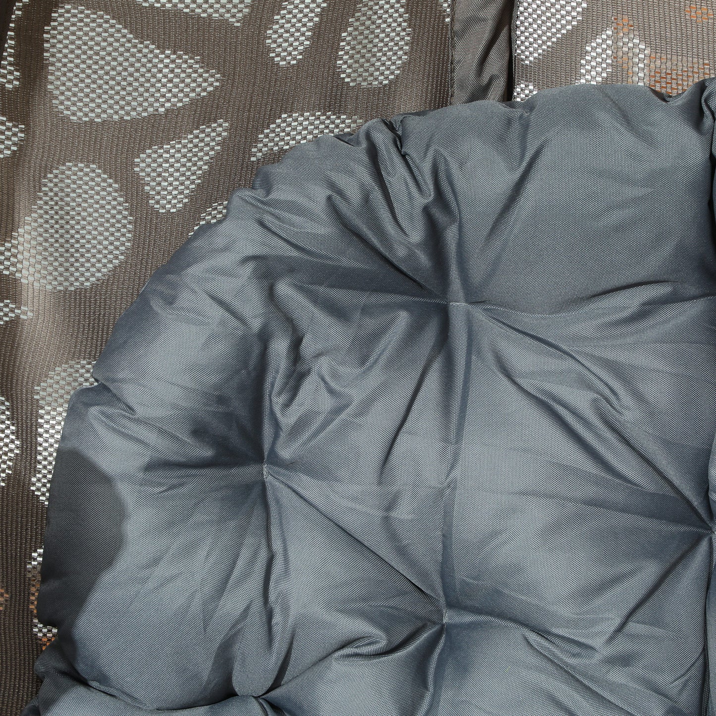 Nise Rattan And Metal Grey Swivel Egg Chair With Cushions