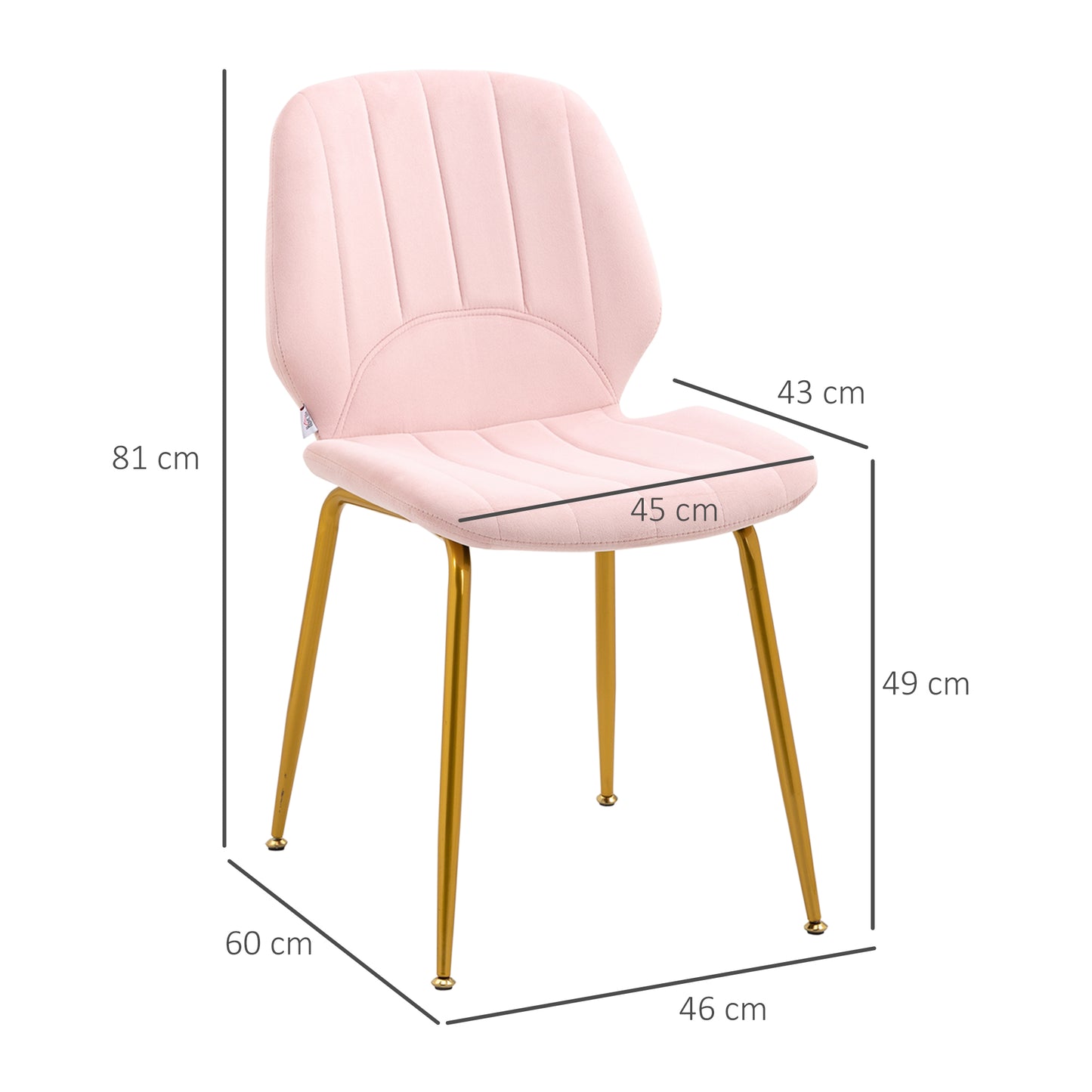 Hana Velvet Pink Dining Chairs Set Of 2 With Padded Seat And Steel Legs