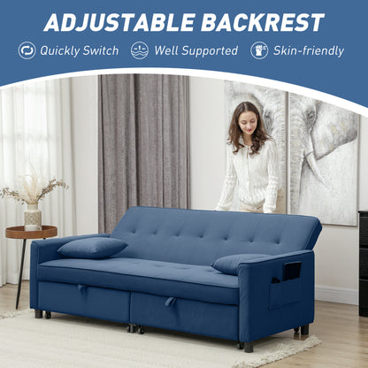 Sarova Difa Blue Fabric 3 Seater Convertible Sofa Bed
