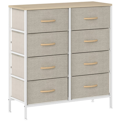 Panora Metal And Fabric Maple Wood Effect 8 Drawer Industrial Storage Dresser