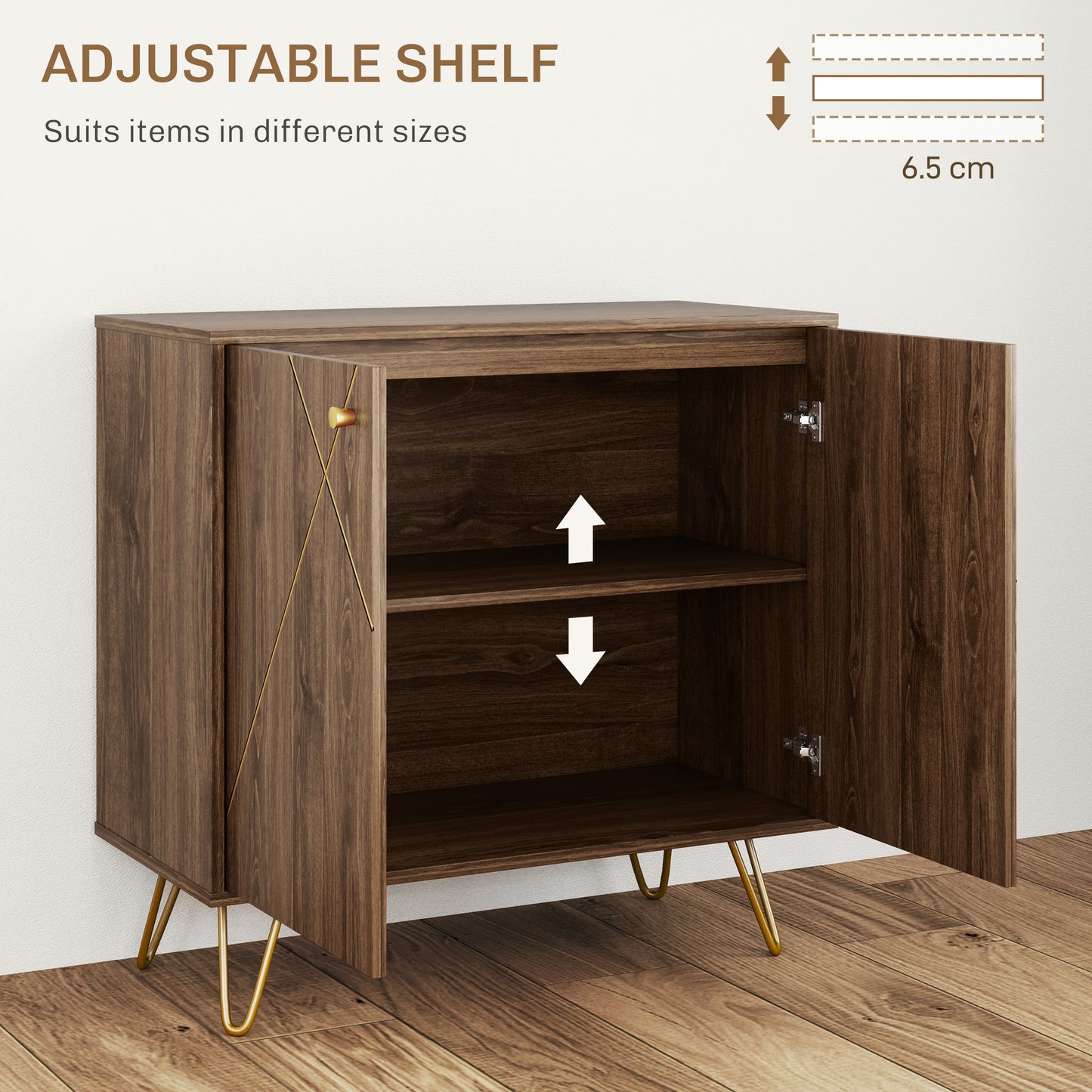 Fafi Napa Brown Sideboard With Gold Line Detail Hairpin Legs