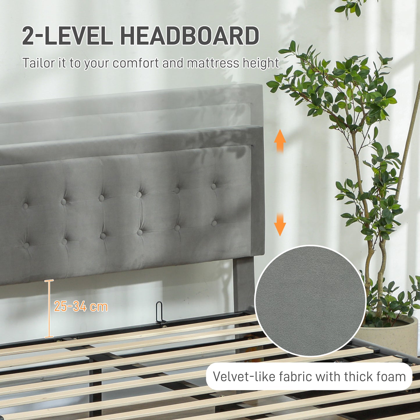 Rela 4FT6 Double Ottoman Bed Frame with Integrated Front Divan Drawer Storage In Grey