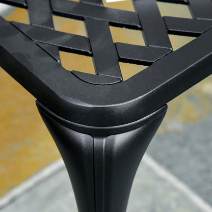 Elsu 2 Seater Outdoor Garden Bench Black Cast Aluminium Antique Finish